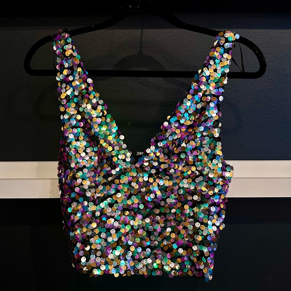 NWT Zara sequence sparkle top small